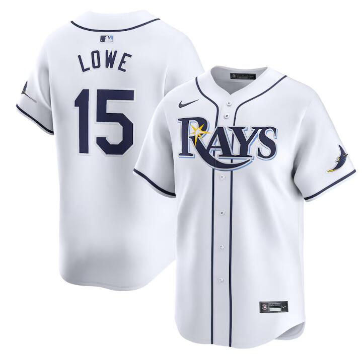 Men's Tampa Bay Rays #15 Josh Lowe White Home Limited Stitched Baseball Jersey